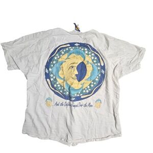 VTG Sun Lover Bodega Bay Celestial Dolphin Button Front Tee M Retro 90s Beach